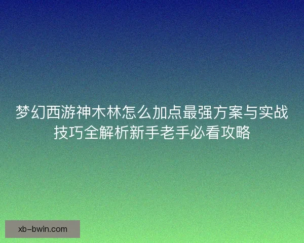 梦幻西游神木林怎么加点最强方案与实战技巧全解析新手老手必看攻略