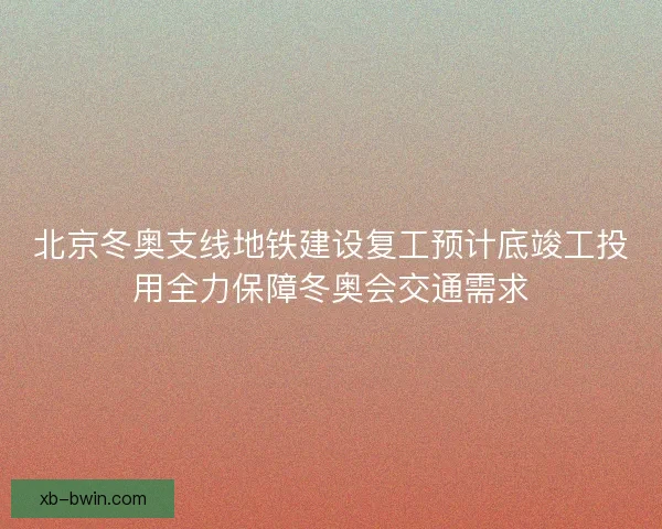 北京冬奥支线地铁建设复工预计底竣工投用全力保障冬奥会交通需求 北京冬奥支线地铁建设复工预计底竣工投用全力保障冬奥会交通需求